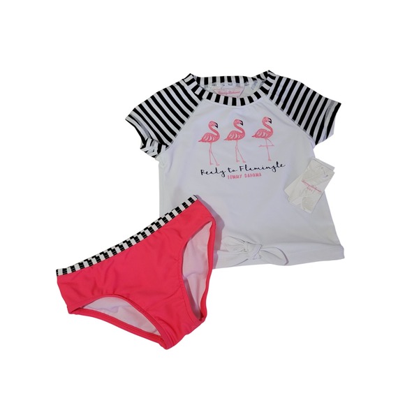 Tommy Bahama Other - Tommy Bahama Swimsuit Girls 24 months Shirt Bikini Bottom‎ Flamingo UPF 50 Kids